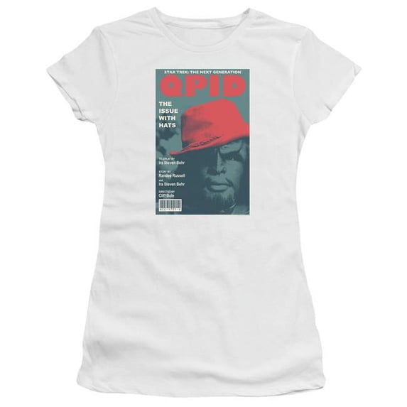 Trevco CBS2110-JS-3 Star Trek & TNG Season 4 Episode 20 Juniors Sheer Cap Short Sleeve T-Shirt, White - Large