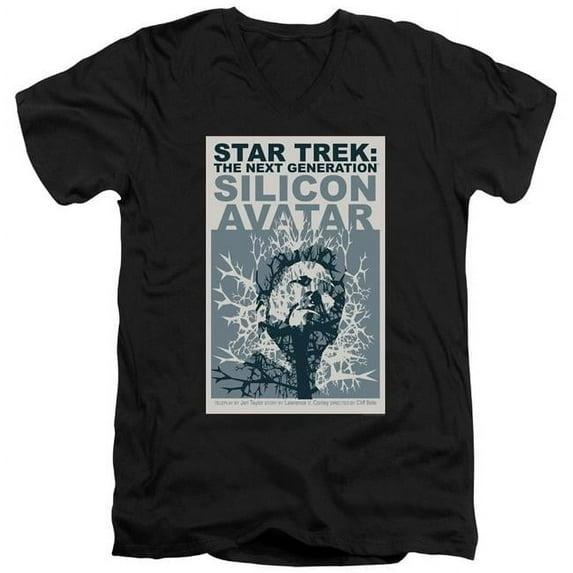 Trevco CBS2120B-AV-2 Star Trek & TNG Season 5 Episode 4 Adult Slim Fit Cotton 30-1 V-Neck T-Shirt, Black - Medium
