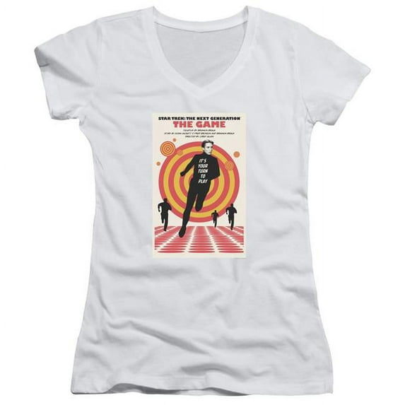 Trevco CBS2122-JV-2 Star Trek & Tng Season 5 Episode 6 Junior V-Neck Cotton T-Shirt, White - Medium
