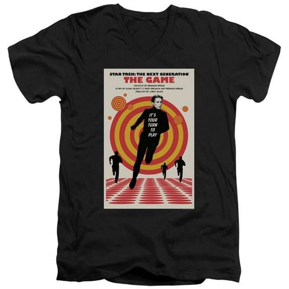 Trevco CBS2122B-AV-4 Star Trek & TNG Season 5 Episode 6 Adult Slim Fit Cotton 30-1 V-Neck T-Shirt, Black - Extra Large