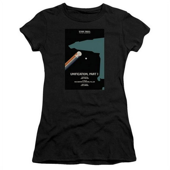 Trevco CBS2123B-JS-2 Star Trek & Tng Season 5 Episode 7 Short Sleeve Junior Sheer Cotton T-Shirt, Black - Medium
