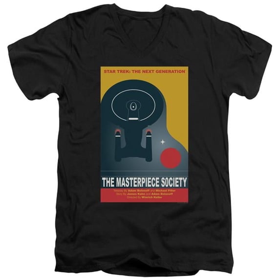 Trevco CBS2129B-AV-4 Star Trek & Tng Season 5 Episode 13 Short Sleeve Adult Cotton V-Neck 30-1 T-Shirt, Black - Extra Large