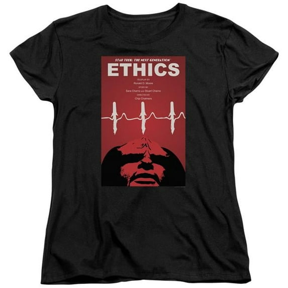Trevco CBS2132B-WT-4 Star Trek & Tng Season 5 Episode 16 Short Sleeve Cotton Women T-Shirt, Black - Extra Large