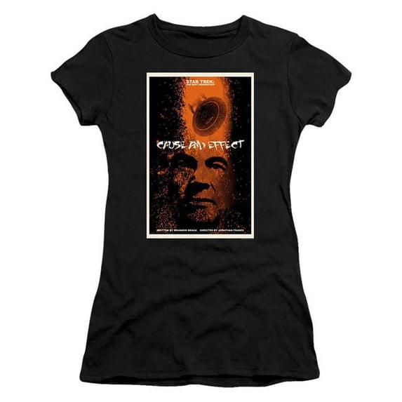 Trevco CBS2134B-JS-5 Star Trek & Tng Season 5 Episode 18 Short Sleeve Junior Sheer Cotton T-Shirt, Black - 2X