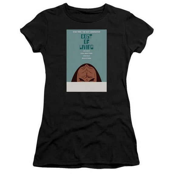 Trevco CBS2136B-JS-1 Star Trek & Tng Season 5 Episode 20 Short Sleeve Junior Sheer Cotton T-Shirt, Black - Small