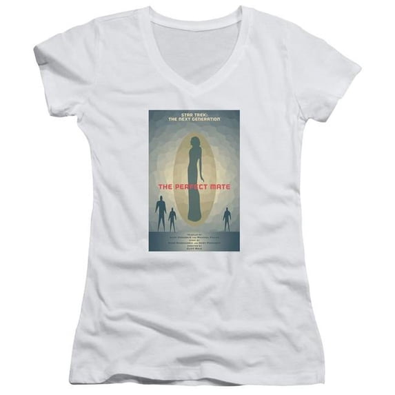 Trevco CBS2137-JV-1 Star Trek & Tng Season 5 Episode 21 Junior V-Neck Cotton T-Shirt, White - Small