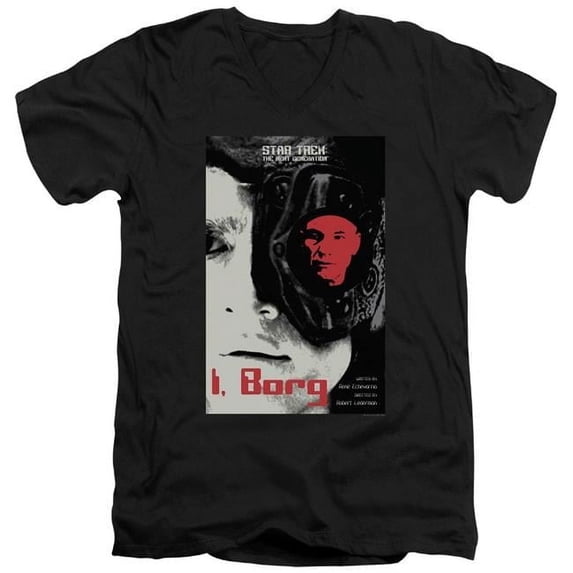 Trevco CBS2139B-AV-3 Star Trek & Tng Season 5 Episode 23 Short Sleeve Adult Cotton V-Neck 30-1 T-Shirt, Black - Large