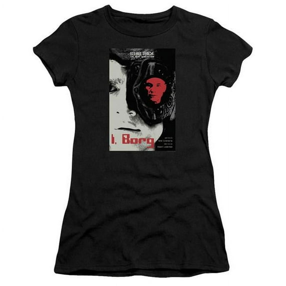 Trevco CBS2139B-JS-4 Star Trek & Tng Season 5 Episode 23 Short Sleeve Junior Sheer Cotton T-Shirt, Black - Extra Large