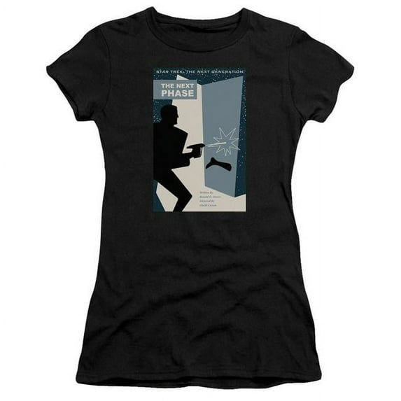 Trevco CBS2140B-JS-4 Star Trek & Tng Season 5 Episode 24 Short Sleeve Junior Sheer Cotton T-Shirt, Black - Extra Large