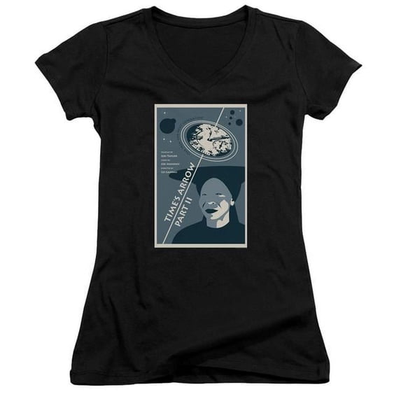 Trevco CBS2143B-JV-1 Star Trek & Tng Season 6 Episode 1 Junior V-Neck Cotton T-Shirt, Black - Small
