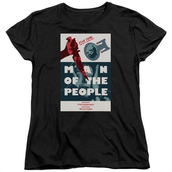 Trevco CBS2145B-WT-1 Star Trek & Tng Season 6 Episode 3 Short Sleeve Cotton Women T-Shirt, Black - Small