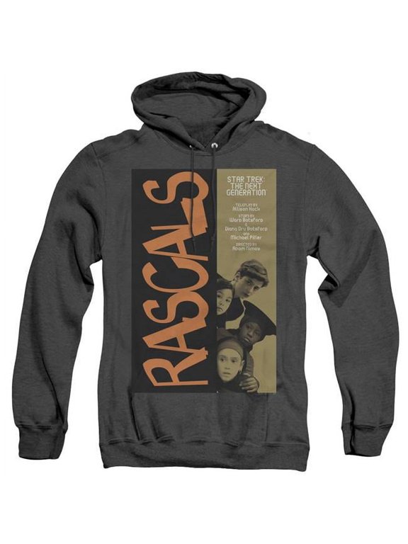 Trevco CBS2149B-AHH-5 Star Trek & TNG Season 6 Episode 7 Adult Heather Hoodie, Black - 2X