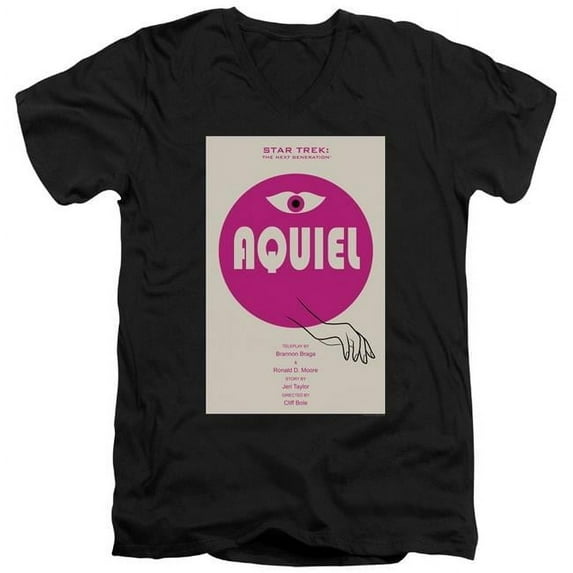 Trevco CBS2154B-AV-5 Star Trek & TNG Season 6 Episode 13 Adult Slim Fit Cotton 30-1 V-Neck T-Shirt, Black - 2X