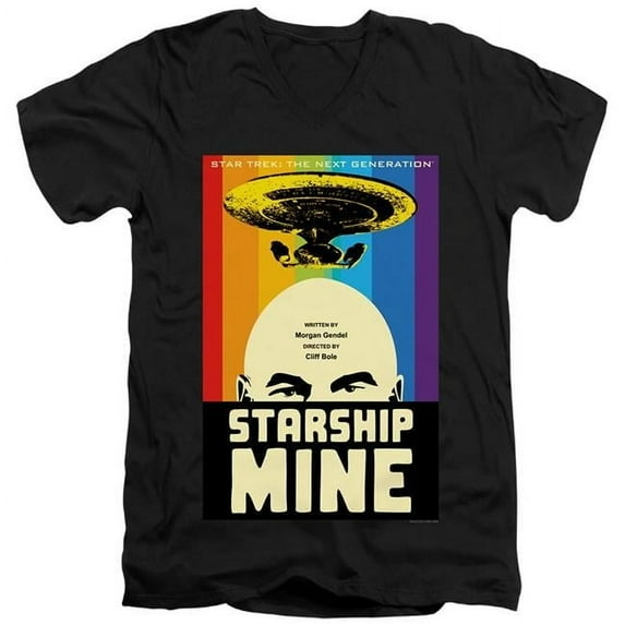 Trevco CBS2159B-AV-4 Star Trek & Tng Season 6 Episode 18 Short Sleeve Adult Cotton V-Neck 30-1 T-Shirt, Black - Extra Large