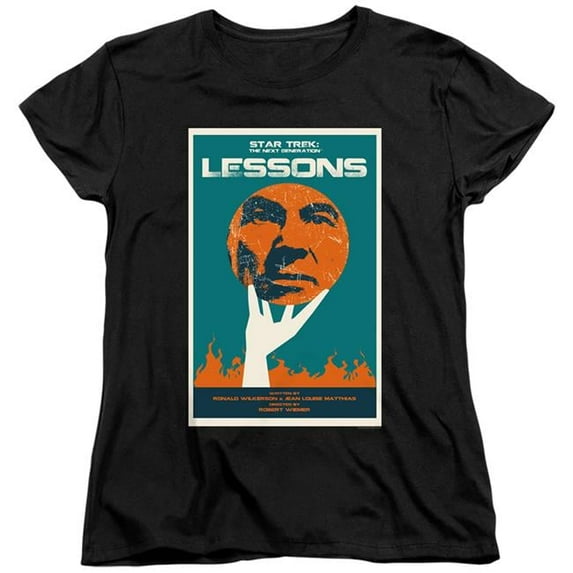 Trevco CBS2160B-WT-4 Star Trek & Tng Season 6 Episode 19 Short Sleeve Cotton Women T-Shirt, Black - Extra Large