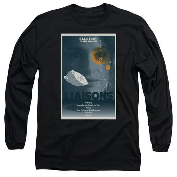 Trevco CBS2169B-AL-1 Star Trek & Tng Season 7 Episode 2 Long Sleeve Adult Cotton 18-1 T-Shirt, Black - Small