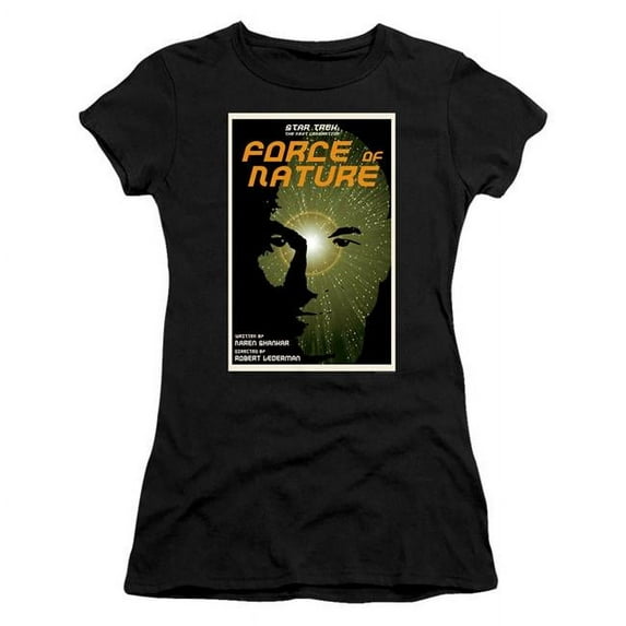 Trevco CBS2176B-JS-2 Star Trek & Tng Season 7 Episode 9 Short Sleeve Junior Sheer Cotton T-Shirt, Black - Medium