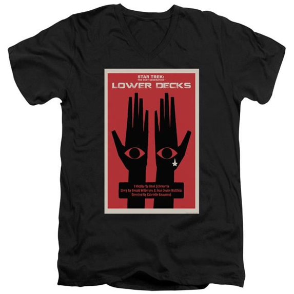 Trevco CBS2182B-AV-5 Star Trek & Tng Season 7 Episode 15 Short Sleeve Adult Cotton V-Neck 30-1 T-Shirt, Black - 2X