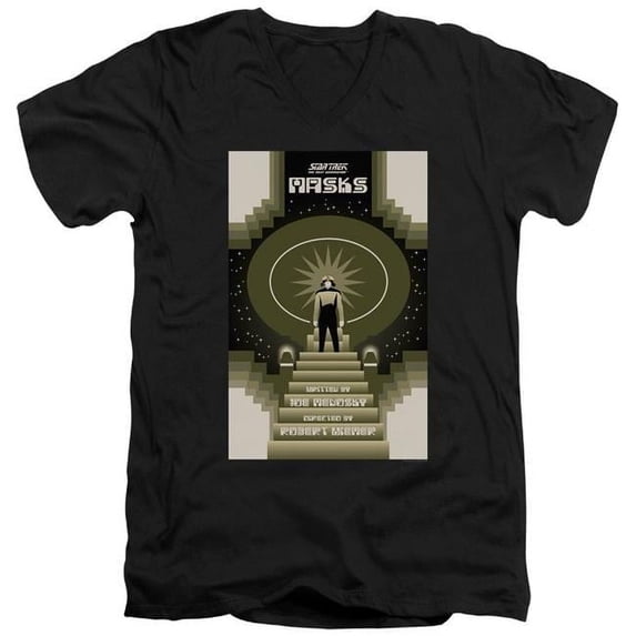Trevco CBS2184B-AV-4 Star Trek & Tng Season 7 Episode 17 Short Sleeve Adult Cotton V-Neck 30-1 T-Shirt, Black - Extra Large