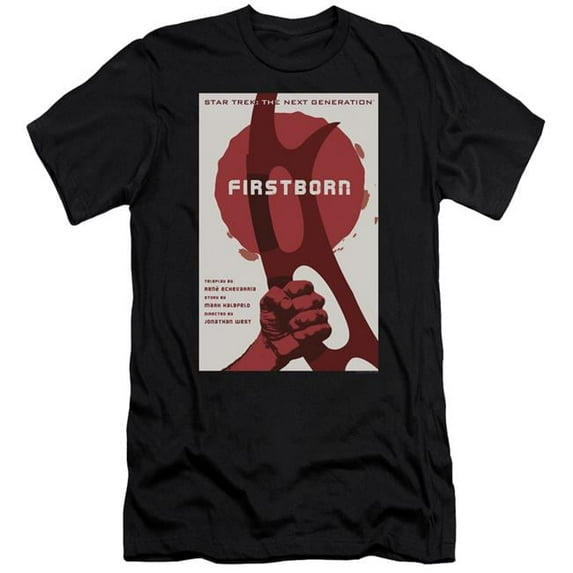 Trevco CBS2188B-PSF-1 Star Trek & Tng Season 7 Episode 21 Premium Canvas Adult Cotton Slim Fit 30-1 T-Shirt, Black - Small