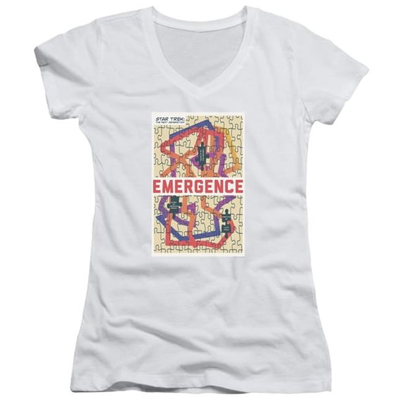 Trevco CBS2190-JV-3 Star Trek & Tng Season 7 Episode 23 Junior V-Neck Cotton T-Shirt, White - Large