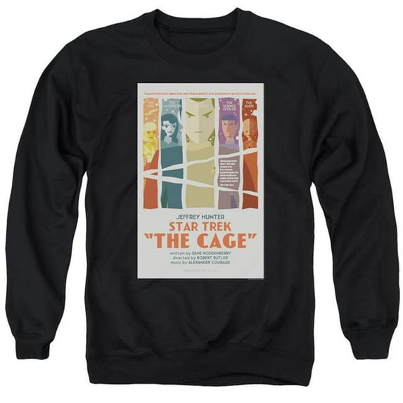 Trevco CBS2212B-AS-5 Star Trek & Tos Episode 80 Adult Cotton & Polyster Crewneck Sweatshirt, Black - 2X