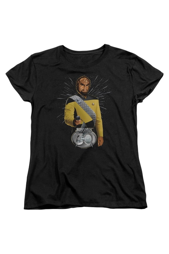 CBS2252-WT-4 Star Trek & Worf 30 Womens Short Sleeve T-Shirt, Black - Extra Large