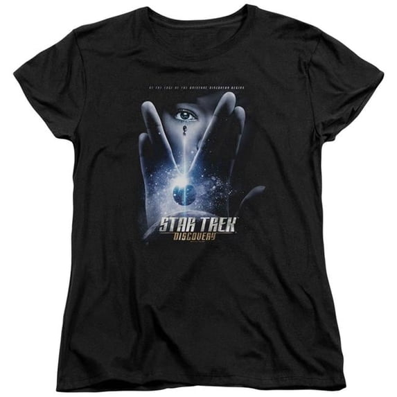 Trevco CBS2281-WT-4 Star Trek Discovery & Discovery Begins Womens Short Sleeve T-Shirt, Black - Extra Large