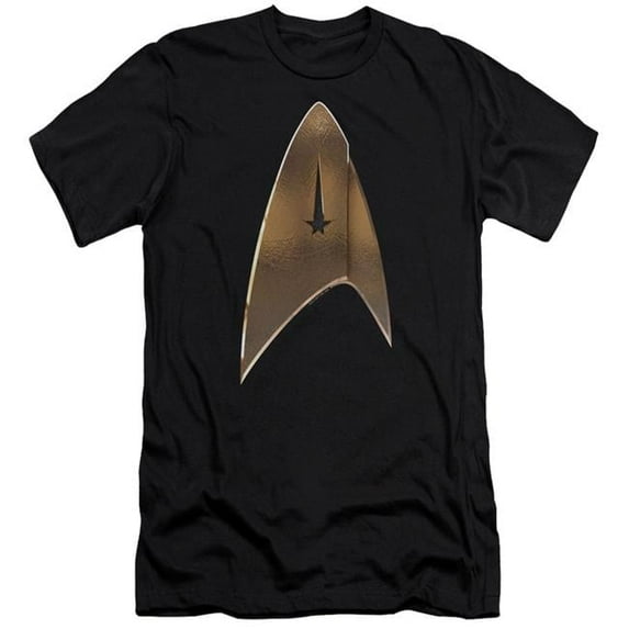 Trevco CBS2283-PSF-4 Star Trek Discovery & Command Shield Adult Premium Canvas Slim Fit 30-1 HBO Short Sleeve T-Shirt, Black - Extra Large