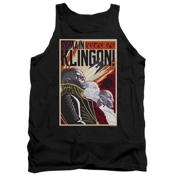 Trevco CBS2342-TK-2 Star Trek Discovery & Remain Klingson Poster Adult Cotton Tank Top, Black - Medium