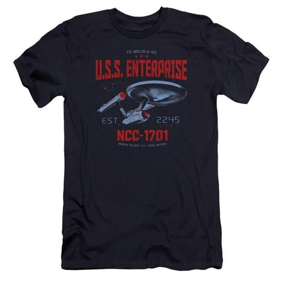Trevco CBS2349-PSF-5 Star Trek & Stardate 2245 Adult Premium Canvas Slim Fit 30-1 HBO Short Sleeve T-Shirt, Navy - 2X