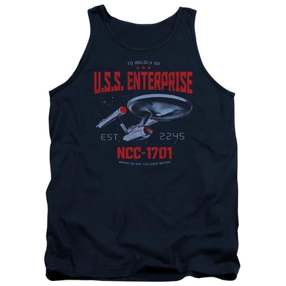 Trevco CBS2349-TK-4 Star Trek & Stardate 2245 Adult Cotton Tank Top, Navy - Extra Large