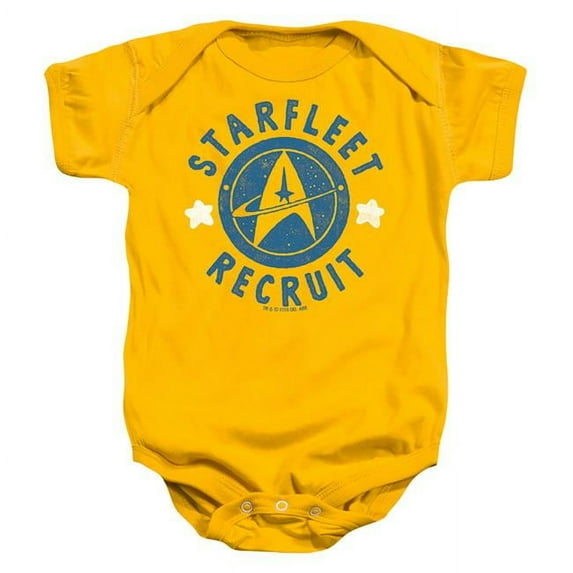 Trevco CBS2454-SS-2 Star Trek & Recruit Stamped Infant Cotton Snapsuit, Gold - Medium - 12 Months