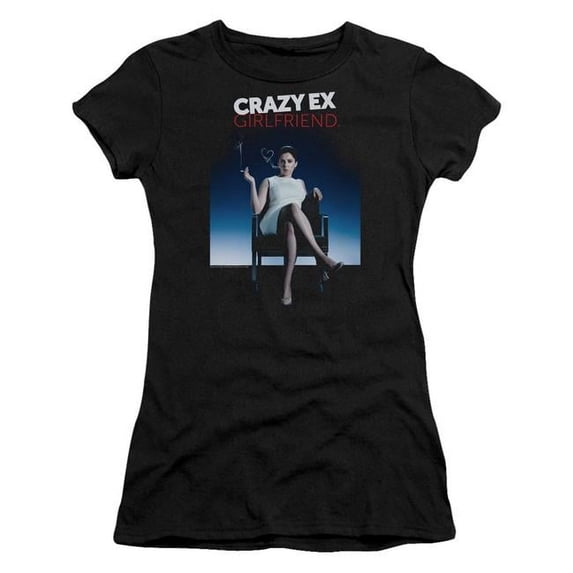 Trevco CBS2461-JS-3 Crazy Ex Girlfriend & Crazy Instinct Juniors Sheer Cap Short Sleeve T-Shirt, Black - Large