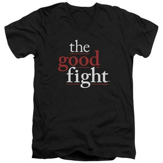 Trevco CBS2516-AV-5 The Good Fight & Logo Short Sleeve Adult Cotton V-Neck 30-1 T-Shirt, Black - 2X