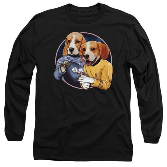 Trevco CBS2545-AL-6 Star Trek & Trek Dogs-Long Sleeve Adult 18-1 T-Shirt, Black - 3X