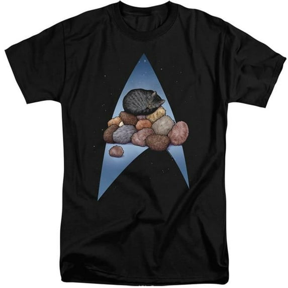 Trevco CBS2548-ATT-4 Star Trek & Five Year Nap Adult Tall Fit Short Sleeve T-Shirt, Black - Extra Large