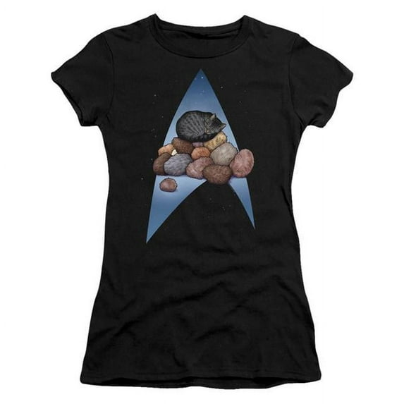 Trevco CBS2548-JS-5 Star Trek & Five Year Nap Juniors Sheer Cap Short Sleeve T-Shirt, Black - 2X