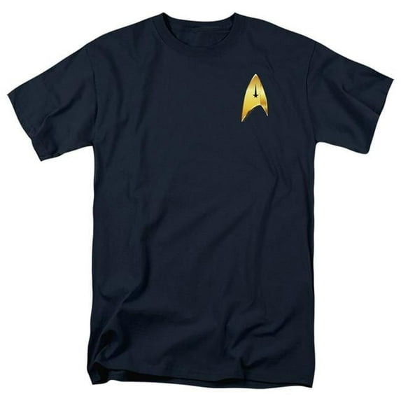 Trevco CBS2558-AT-6 Star Trek Discovery & Command Badge-Short Sleeve Adult 18-1 T-Shirt, Navy - 3X