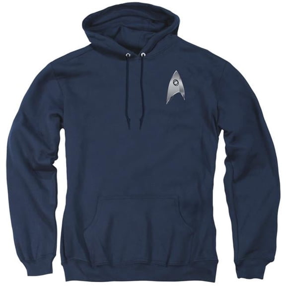 Trevco CBS2559-AFTH-1 Star Trek Discovery & Sciences Badge-Adult Pull-Over Hoodie, Navy - Small