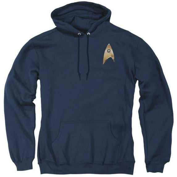 Trevco CBS2560-AFTH-3 Star Trek Discovery & Operations Badge-Adult Pull-Over Hoodie, Navy - Large