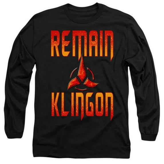 Trevco CBS2572-AL-3 Star Trek Discovery & Remain Klingon-Long Sleeve Adult 18-1 T-Shirt, Black - Large