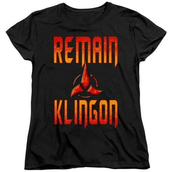 Trevco CBS2572-WT-4 Womens Star Trek Discovery & Remain Klingon-Short Sleeve Tee, Black - Extra Large