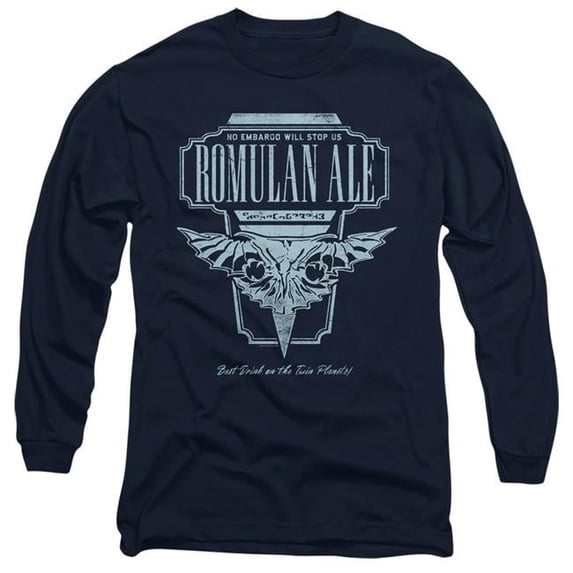 Trevco CBS2577-AL-4 Star Trek The Next Generation & Romulan Ale-Long Sleeve Adult 18-1 T-Shirt, Navy - Extra Large