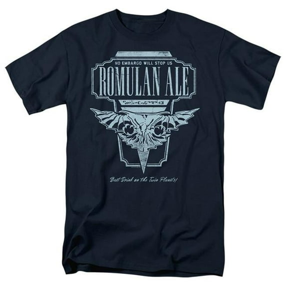 Trevco CBS2577-AT-2 Star Trek The Next Generation & Romulan Ale-Short Sleeve Adult 18-1 T-Shirt, Navy - Medium