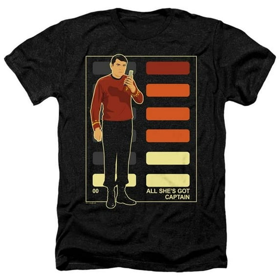 Trevco CBS2579-HA-6 Star Trek & All Shes Got Captain-Adult Heather T-Shirt, Black - 3X