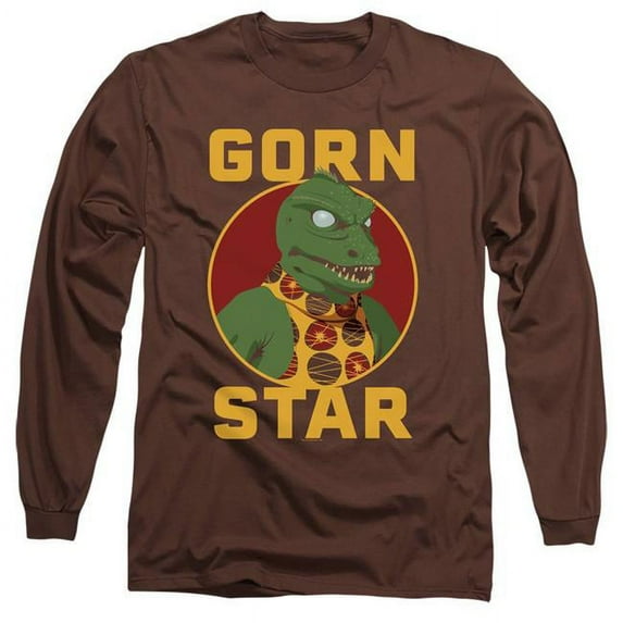 Trevco CBS2581-AL-1 Star Trek & Gorn Star-Long Sleeve Adult 18-1 T-Shirt, Coffee - Small