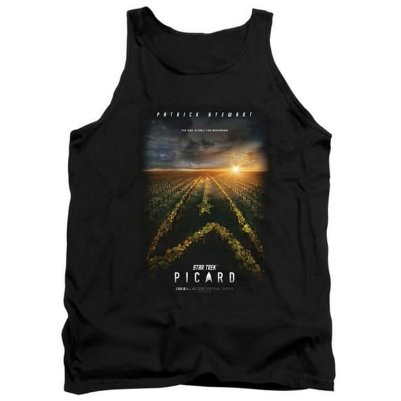 Trevco CBS2593-TK-1 Star Trek Picard & Picard Poster Adult Cotton Tank Top, Black - Small