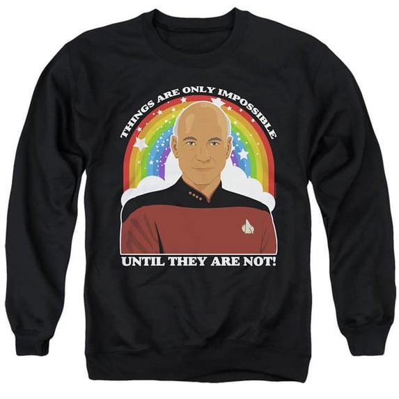 Trevco CBS2662-AS-5 Star Trek the Next Generation & Impossible Adult Crewneck Sweatshirt, Black - 2X