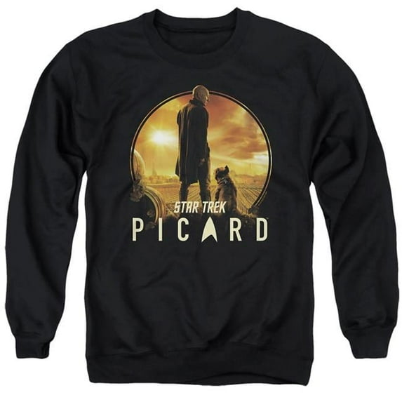 Trevco CBS2666-AS-5 Star Trek Picard & A Man & His Dog Adult Cotton & Polyster Crewneck Sweatshirt, Black - 2X